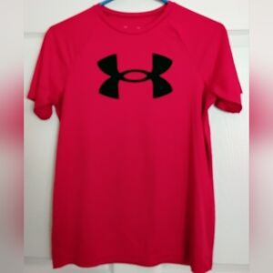 Boys Under Armour Bright Red Tee with Black Logo